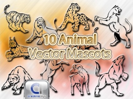 10 Mascottes animales vector