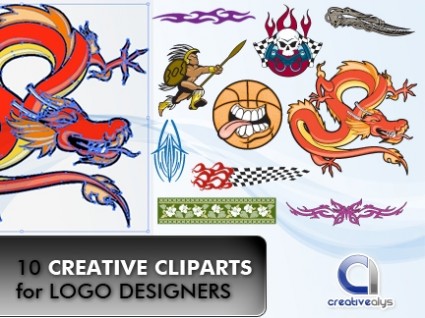 10 cliparts kreatif untuk desainer logo
