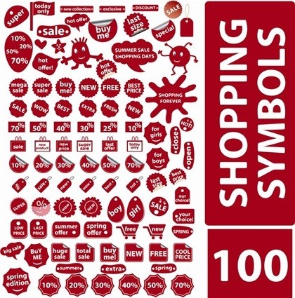100 simboli dello shopping vettoriali gratis
