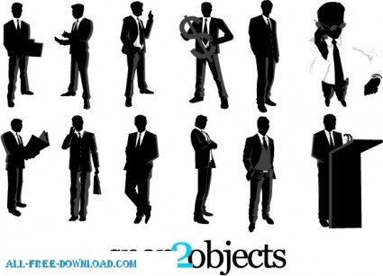 12 silhouettes d'homme d'affaires de vecteur libre
