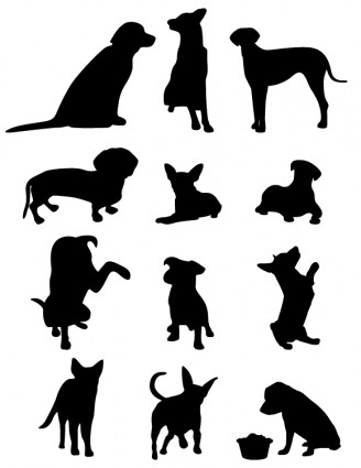 silhouettes เวกเตอร์สุนัข 13