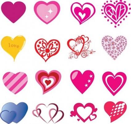 16 coração livre em forma de vetores para o dia de s Valentim