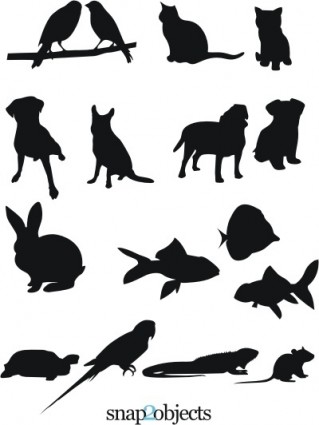 16 pour animaux de compagnie vector silhouettes