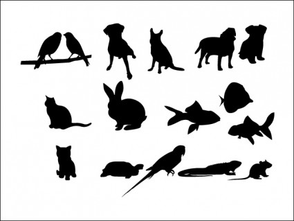 16 siluetas de vector para mascotas