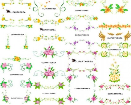 16 flores de vector y patrón de encaje