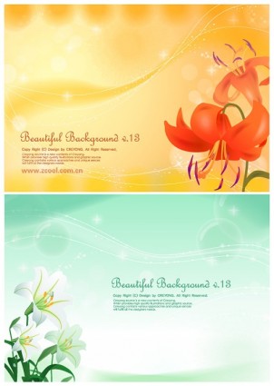 2 Lilies And Background Vector