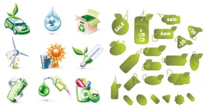 2 Sets Of Green Icon Vector