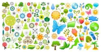 2 Sets Of Summer Theme Icon Vector