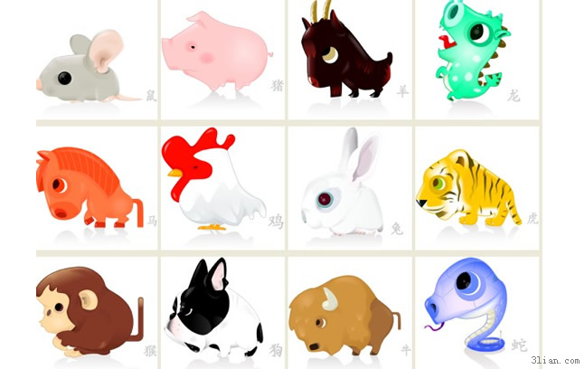 12 chinesischen Tierkreiszeichen Tiere PNG-icons
