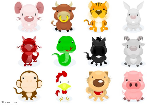 12 chinesischen Tierkreiszeichen Tiere PNG-icons