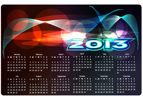 2013 カレンダーのデザイン