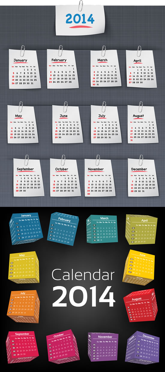 2014 日曆筆記範本