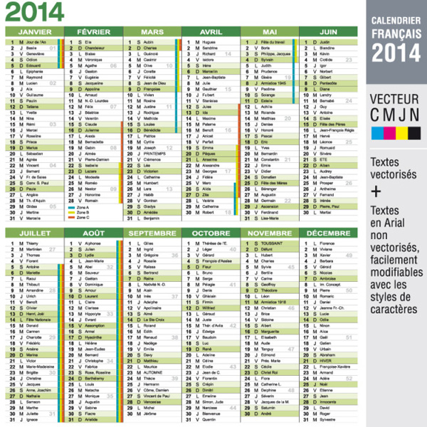 modèle de calendrier 2014