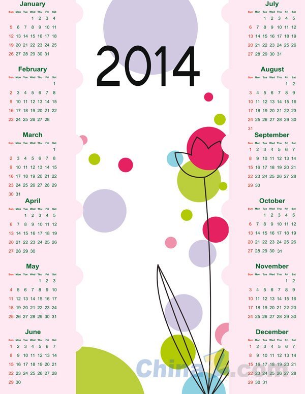 diseño de plantilla de calendario 2014