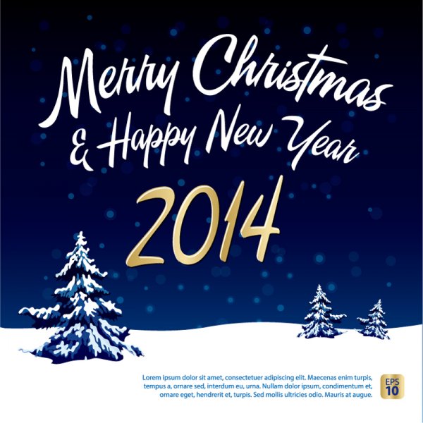 2014 Christmas Snowy Night Blue Poster