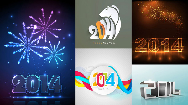 2014 schillerndes Feuerwerk Typografie