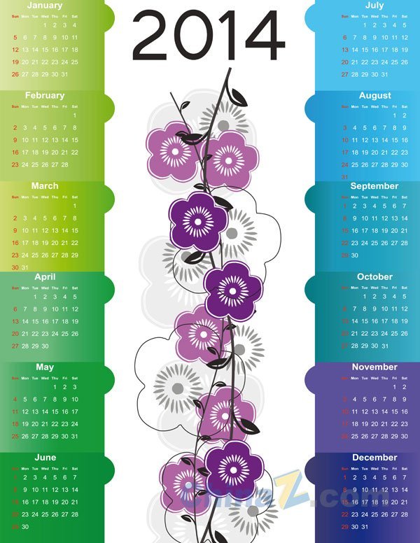 2014 kalender dekoratif Desain