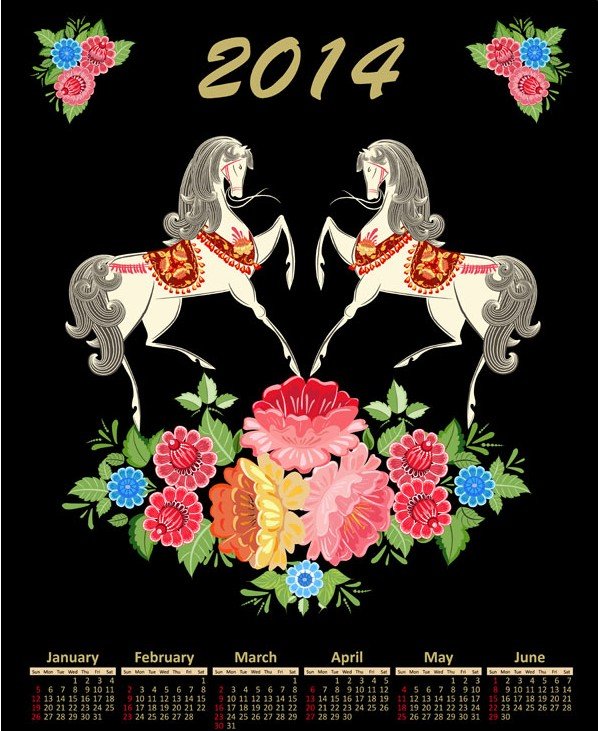 calendário do ano 2014