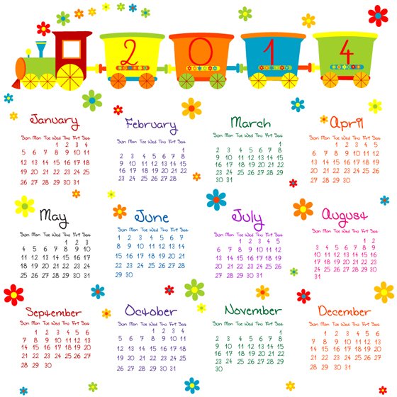 子のカレンダー 2014 年