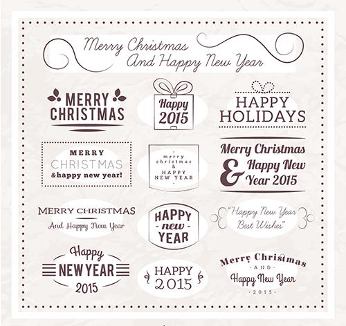 2015 tahun baru Natal label teks