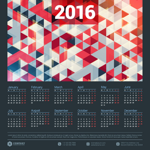 calendário de 2016