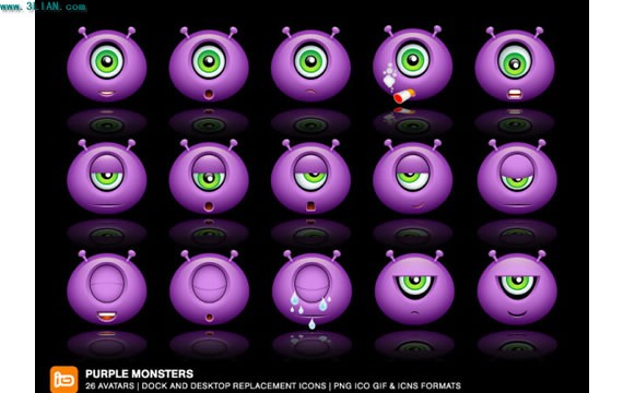 26 Purple Eye Cartoon Emoticons