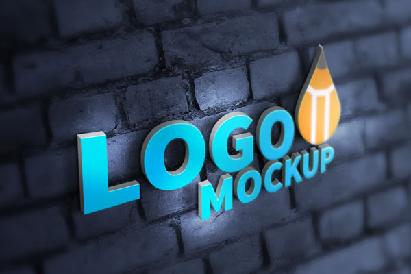 3D logo desain psd bahan