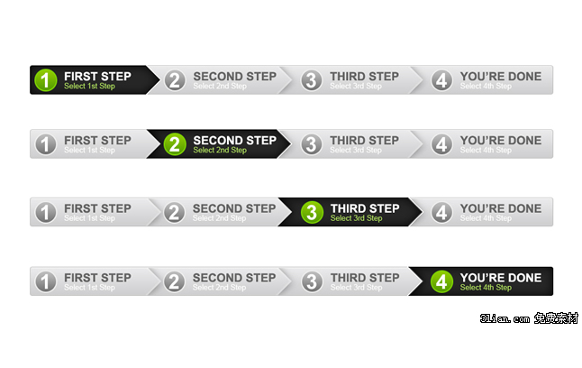 灰色パネル psd テンプレートの 4 ステップのプロセス