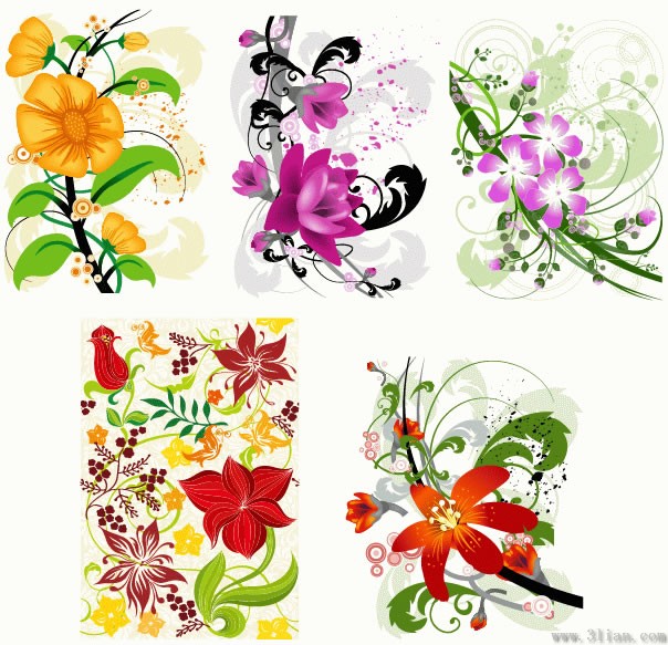 5 flores pintadas a mano