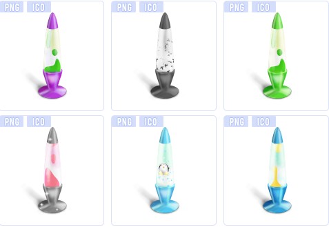 7 Different Colors Style Lava Lamp Icon