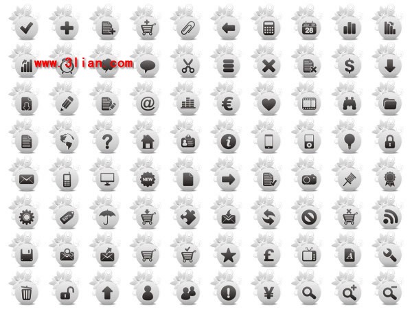 rodada de 80 ícones de estilo preto e branco