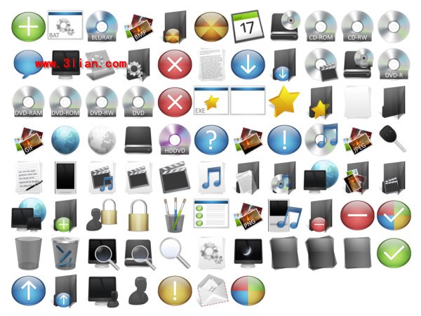 um conjunto completo de ícones do desktop