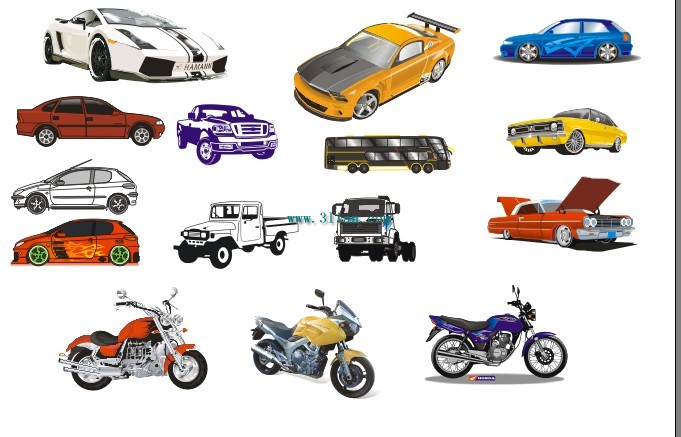 una variedad de automóviles