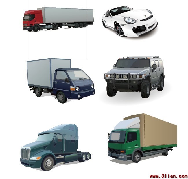 uma variedade de recipientes de transporte automóvel