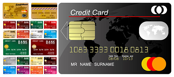berbagai bahan kartu kartu kredit