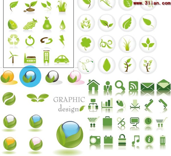 una varietà di icona verde