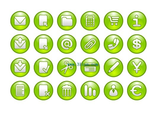 una varietà di icona verde
