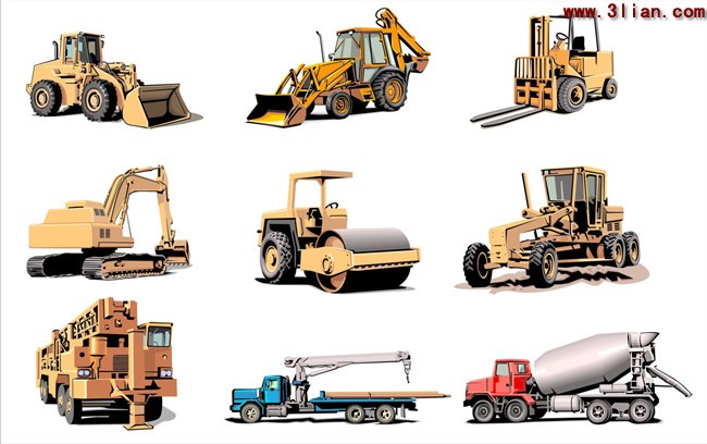 A Variety Of Heavy Vehicles