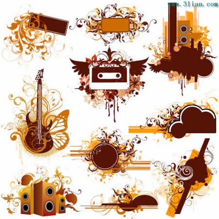 A Variety Of Musical Instruments And Patterns