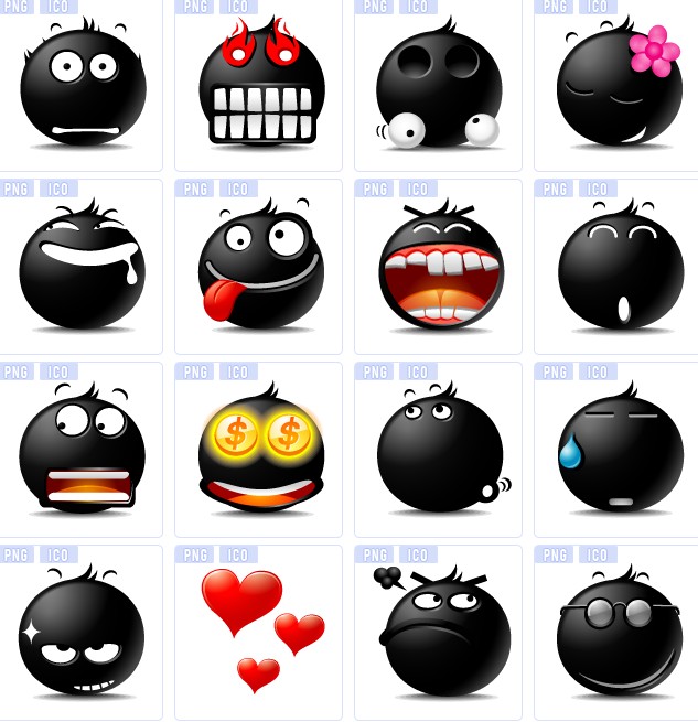 emoticonos de cara bonita negro activo
