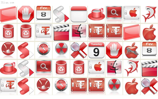 Apple Mac Red Theme Desktop Icons
