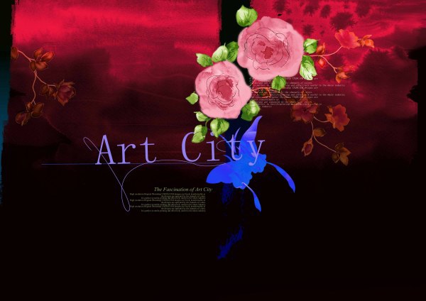Artcity mano dipinto fiore psd a strati di materiale