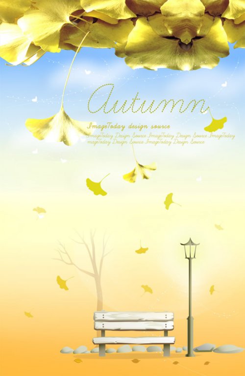 Autumn Gold Background Psd Material