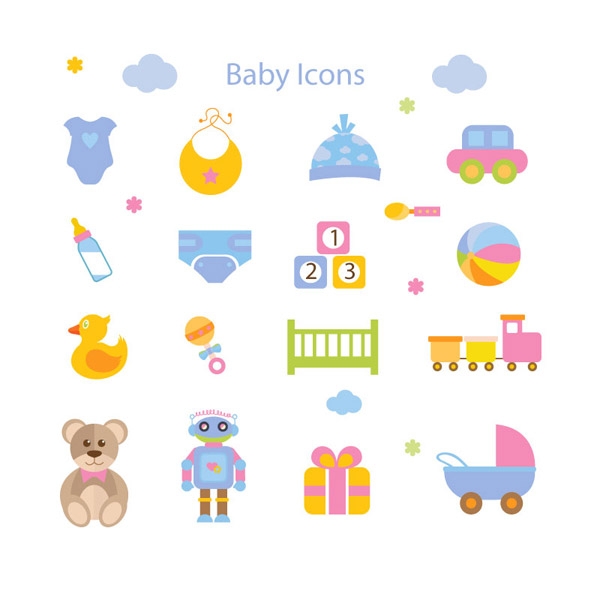 iconos de juguetes de bebé