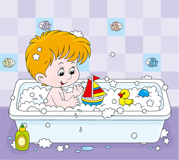 bañera jugando a niños