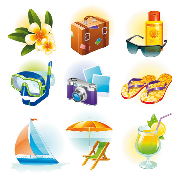 plaża wakacje ikony