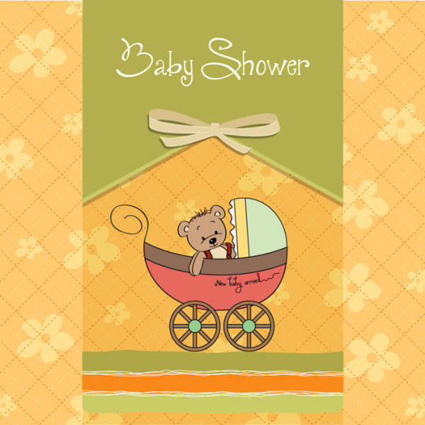 cartão de urso lindo carrinho de bebê