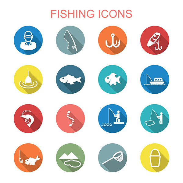 Beautiful Flat Fishing Icon