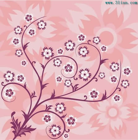 pola bunga yang indah dengan latar belakang merah muda