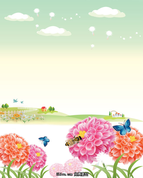 아름 다운 꽃 풍경 슬라이딩 도어 디자인 psd 계층화 된 자료